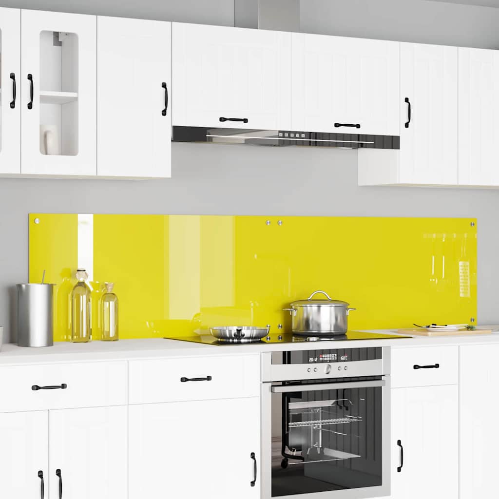 Kitchen Backsplash 2 pcs Yellow 110 x 50 cm Tempered Glass